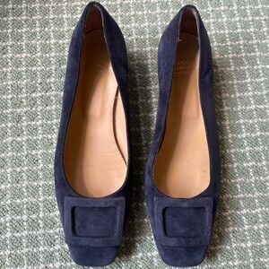 Ann Mashburn Buckle Flats Navy Suede